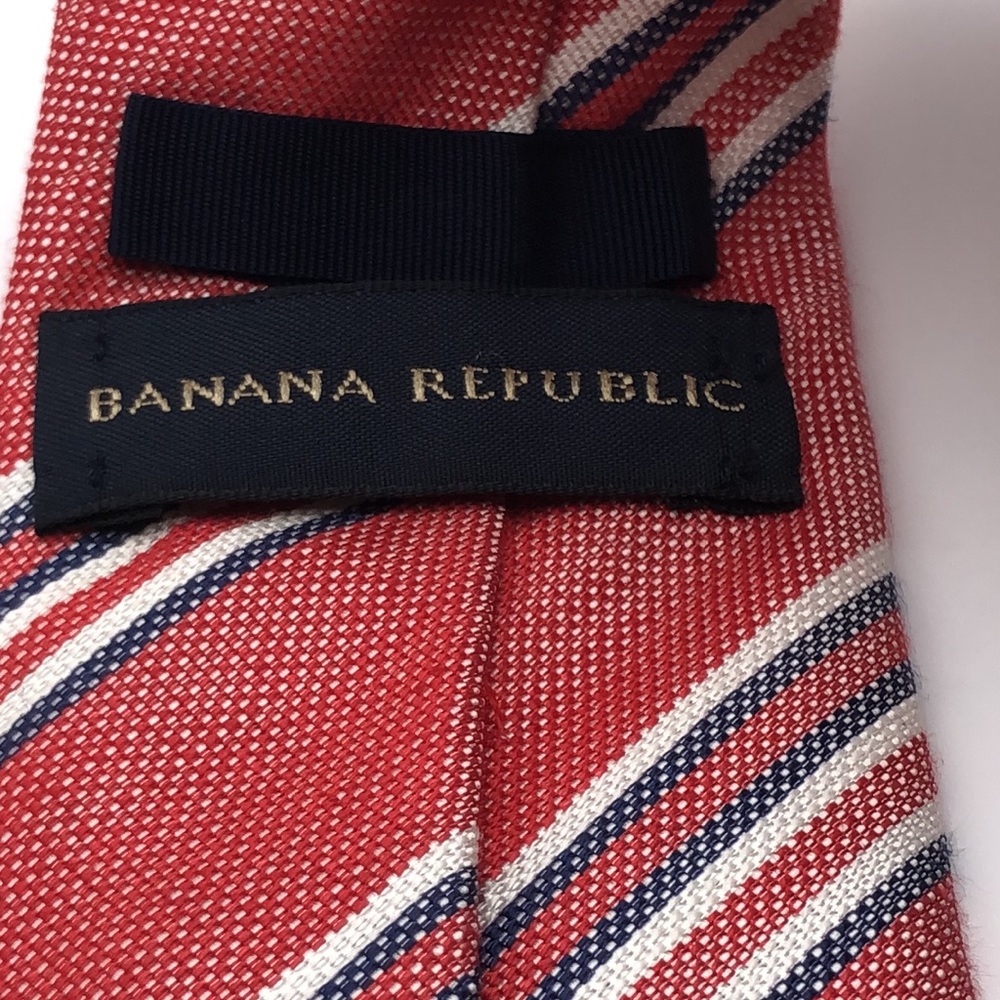 VTG Banana Republic Stripe Pattern Linen Silk Tie - Picture 2 of 7